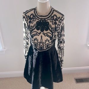 Free People Fit and Flare Ginger Meadow Dress black velvet